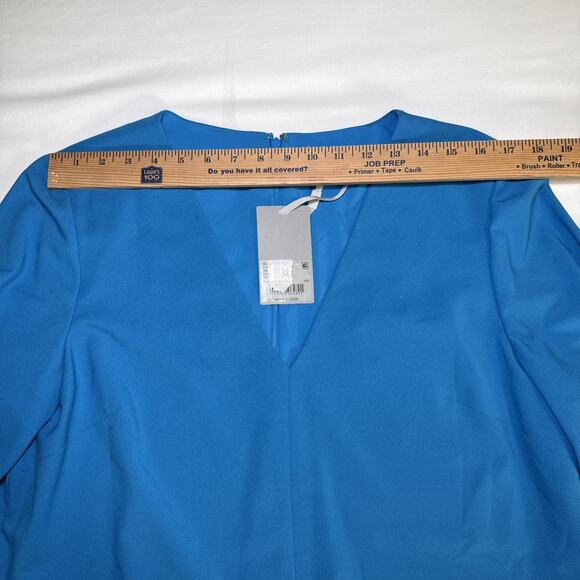 Preston & York Sheath Dress Size 14 Teal Pintuck Short Sleeves V Neck Lined NWT - Picture 8 of 16